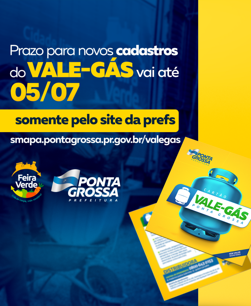 Prefeitura de Ponta Grossa abre nova etapa de cadastros para o Vale-Gás